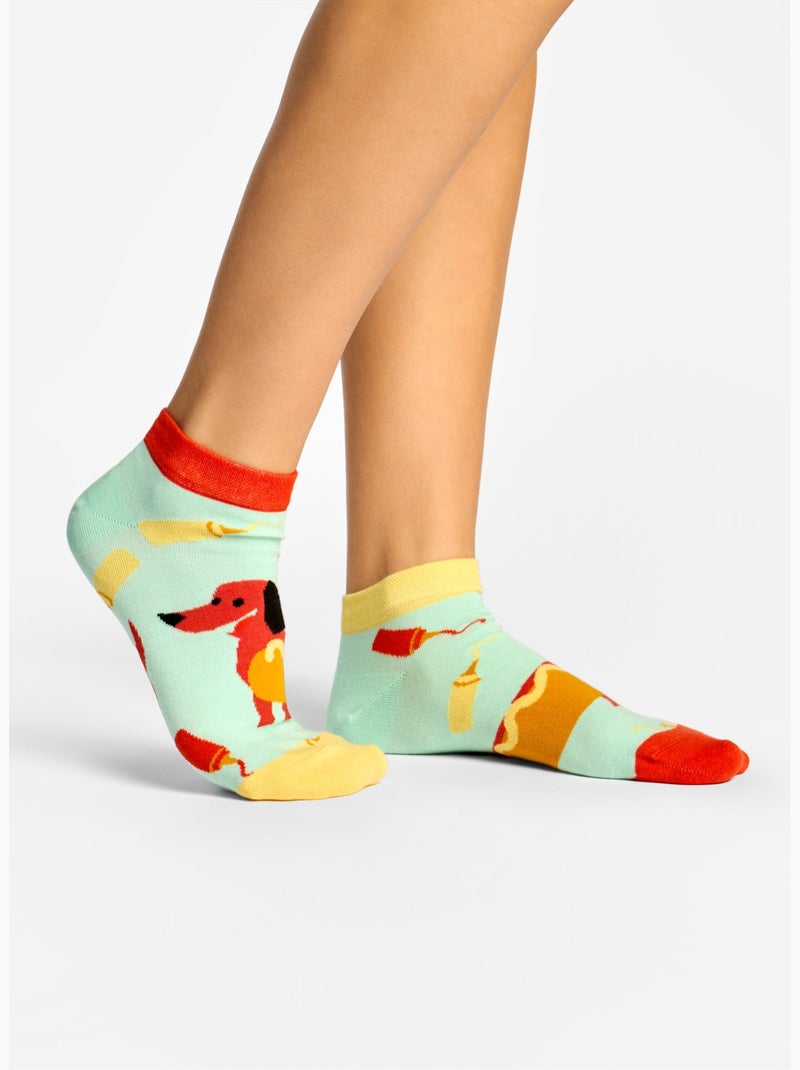 Socquettes Teckel Hotdog Turquoise - Kiabi