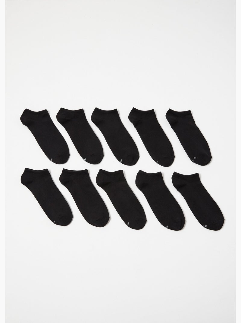 Socquettes unies en coton majoritaire - AFIBEL Noir - Kiabi