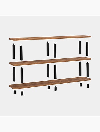 SOFIE - Étagère design basse noir et bois 180 cm