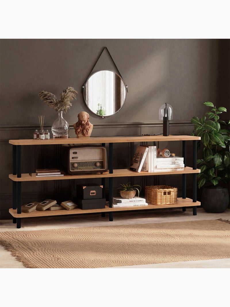 SOFIE Étagère design basse noir et bois 180 cm Beige - Kiabi