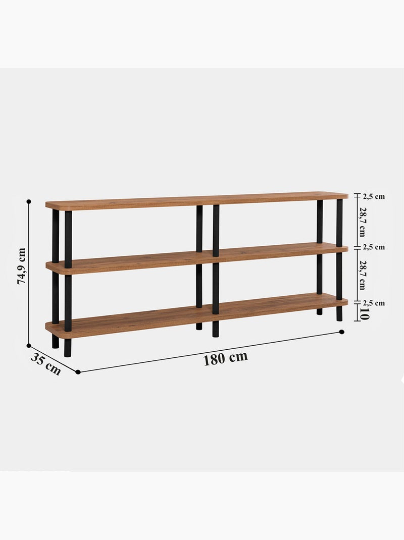 SOFIE Étagère design basse noir et bois 180 cm Beige - Kiabi