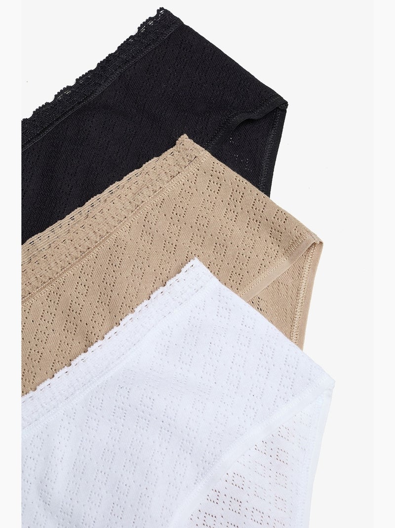 Soft pointel basic lot de 3 slips hipster en coton penti Noir Blanc - Kiabi