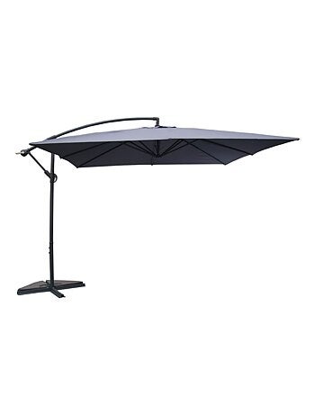 SOLENZARA - Parasol carré 3x3 déporté gris en aluminium