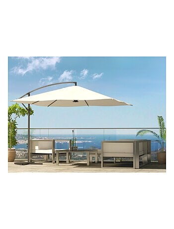 SOLENZARA - Parasol LED carré déporté 3x3 marron