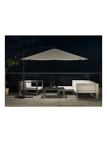 SOLENZARA - Parasol LED carré déporté 3x3 marron