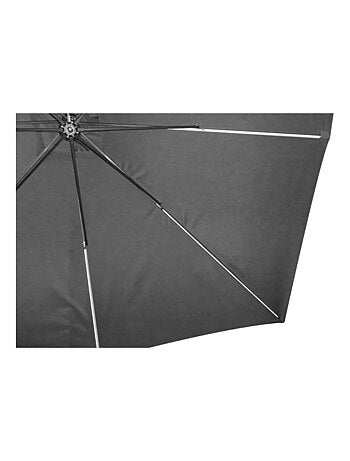 SOLENZARA - Parasol LED carré déporté 3x3 marron en aluminium
