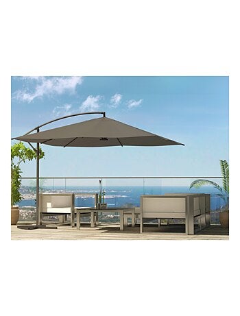 SOLENZARA - Parasol LED carré déporté 3x3 marron