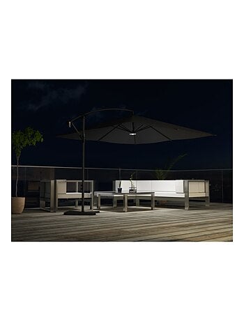 SOLENZARA - Parasol LED carré déporté 3x3 marron