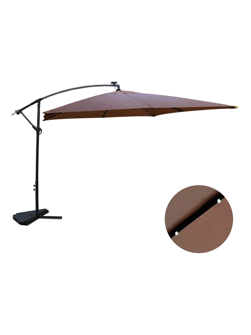 SOLENZARA - Parasol LED carré déporté 3x3 marron en aluminium Marron chocolat - Kiabi