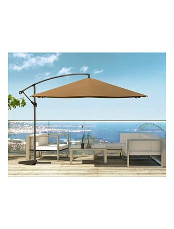 SOLENZARA - Parasol LED carré déporté 3x3x terracotta en aluminium