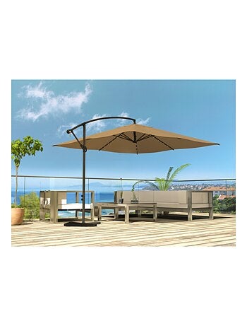 SOLENZARA - Parasol LED carré déporté 3x3x terracotta en aluminium
