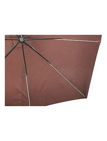 SOLENZARA - Parasol LED carré déporté 3x3 marron en aluminium