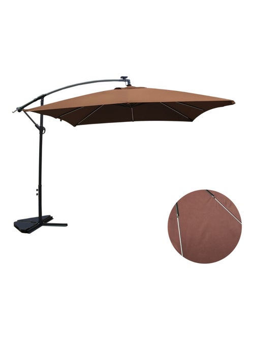 SOLENZARA - Parasol LED carré déporté 3x3 marron en aluminium - Kiabi