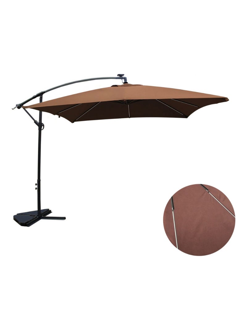 SOLENZARA - Parasol LED carré déporté 3x3 marron en aluminium Marron - Kiabi