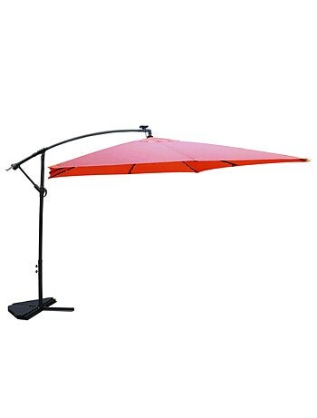 SOLENZARA - Parasol LED carré déporté 3x3x terracotta en aluminium