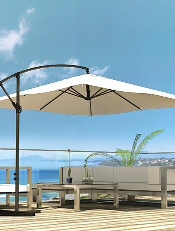 SOLENZARA Parasol gris déporté carré 3 x 3 m