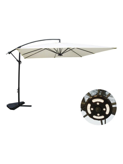 SOLENZARA Parasol ecru déporté carré 3 x 3 m led - Kiabi SOLENZARA Parasol ecru déporté carré 3 x 3 m led - Kiabi