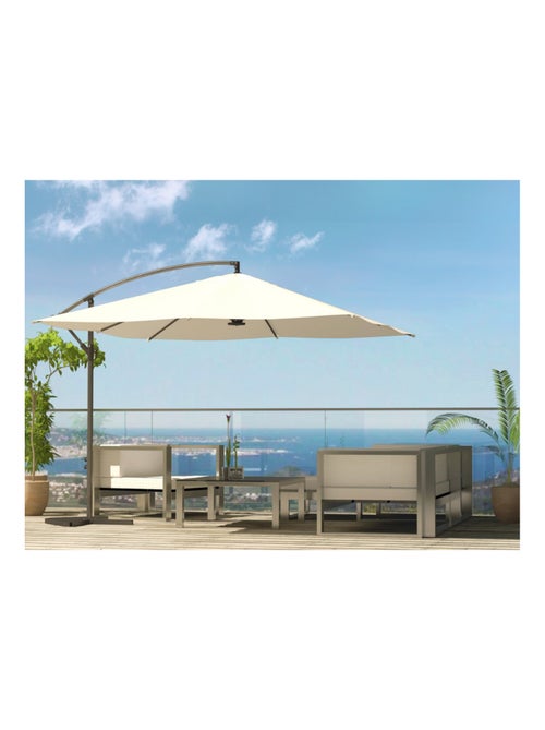 SOLENZARA Parasol ecru déporté carré 3 x 3 m led - Kiabi SOLENZARA Parasol ecru déporté carré 3 x 3 m led - Kiabi