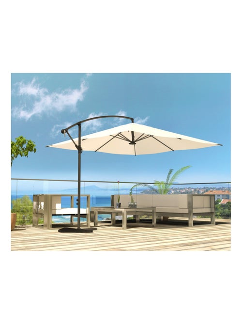 SOLENZARA Parasol ecru déporté carré 3 x 3 m led - Kiabi SOLENZARA Parasol ecru déporté carré 3 x 3 m led - Kiabi