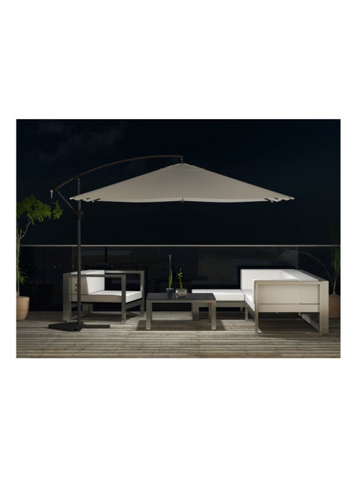 SOLENZARA Parasol ecru déporté carré 3 x 3 m led - Kiabi SOLENZARA Parasol ecru déporté carré 3 x 3 m led - Kiabi