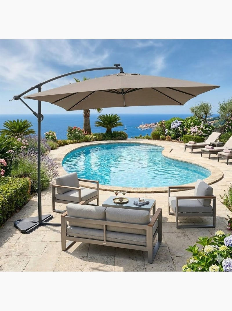 SOLENZARA Parasol ecru déporté carré 3 x 3 m led Ecru - Kiabi
