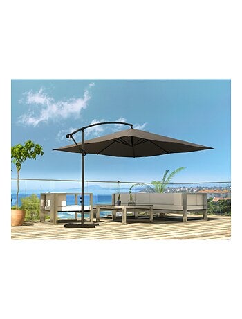 SOLENZARA Parasol gris déporté carré 3 x 3 m