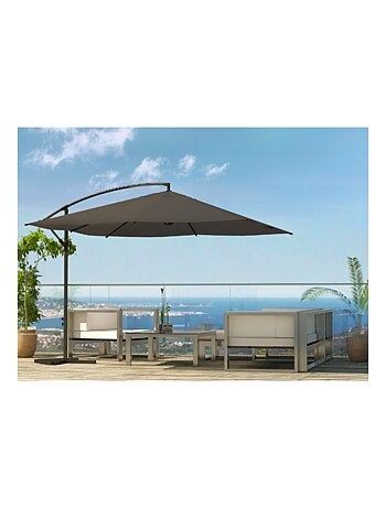 SOLENZARA Parasol gris déporté carré 3 x 3 m