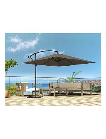 SOLENZARA Parasol marron déporté carré 3 x 3 m led