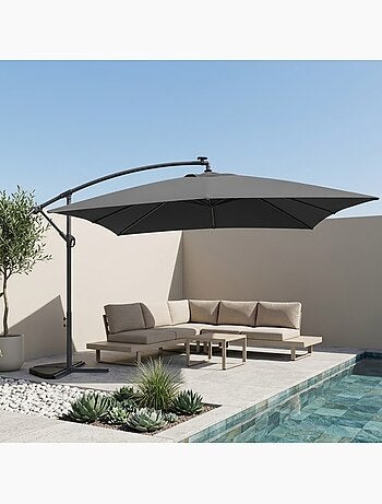 SOLENZARA Parasol marron déporté carré 3 x 3 m led
