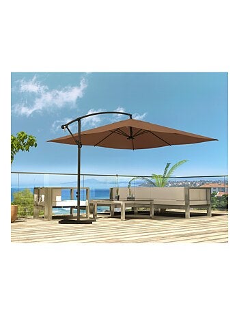 SOLENZARA Parasol marron déporté carré 3 x 3 m led