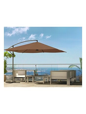 SOLENZARA Parasol marron déporté carré 3 x 3 m led
