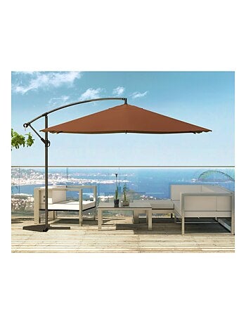 SOLENZARA Parasol marron déporté carré 3 x 3 m led