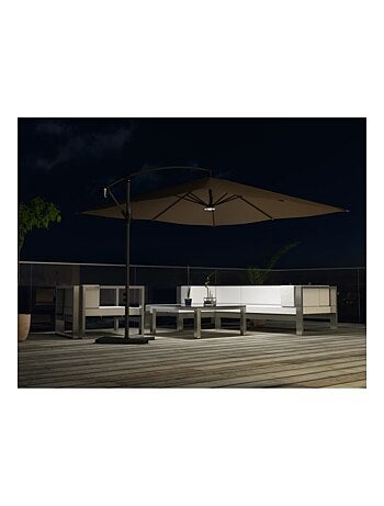 SOLENZARA Parasol marron déporté carré 3 x 3 m led