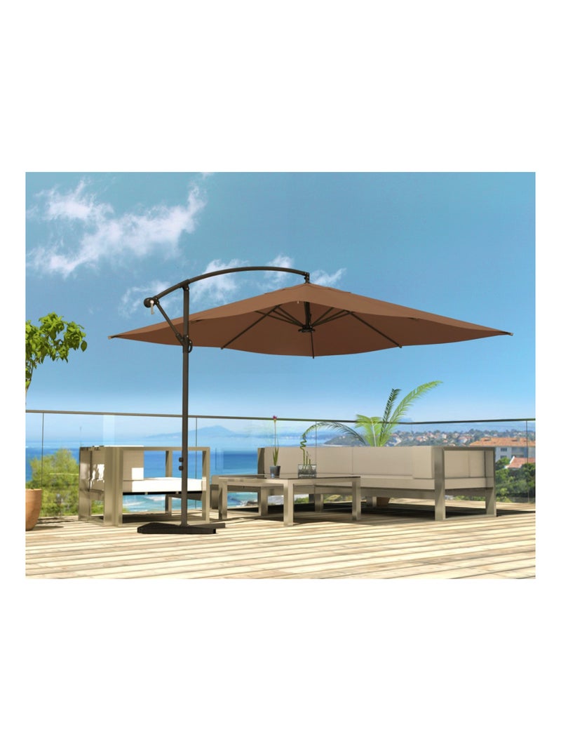 SOLENZARA Parasol marron déporté carré 3 x 3 m led Marron - Kiabi