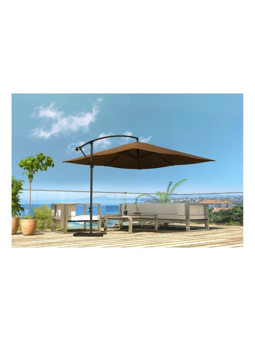 SOLENZARA Parasol marron déporté carré 3 x 3 m - Kiabi SOLENZARA Parasol marron déporté carré 3 x 3 m - Kiabi