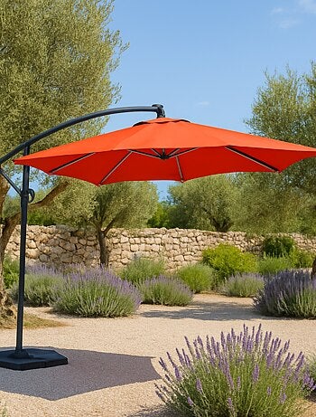 SOLENZARA Parasol marron déporté carré 3 x 3 m led