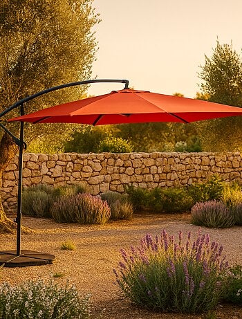SOLENZARA Parasol marron déporté carré 3 x 3 m led