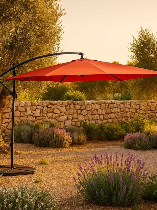 SOLENZARA Parasol terracotta droit carré 3 x 3 m led - Kiabi