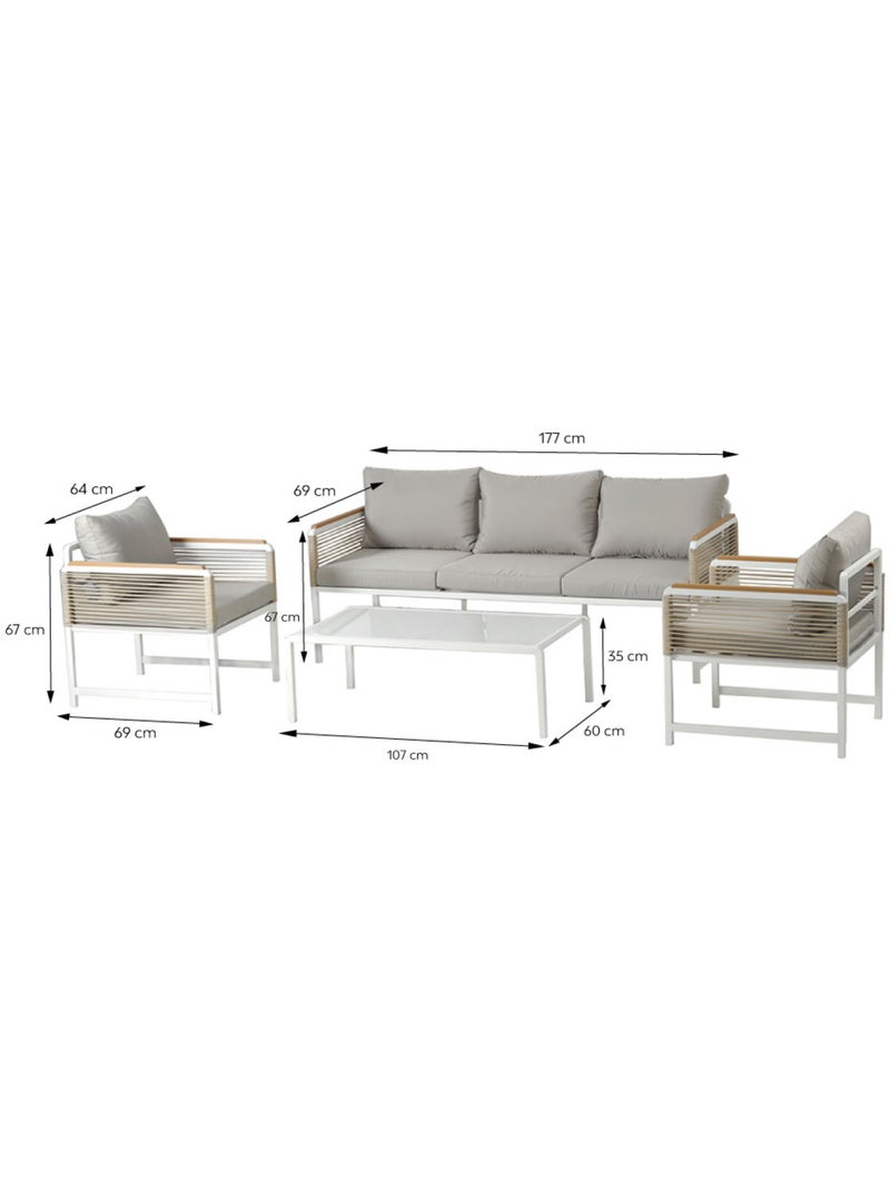 SOLOMON Salon de jardin 5 places avec table basse gris clair Gris - Kiabi
