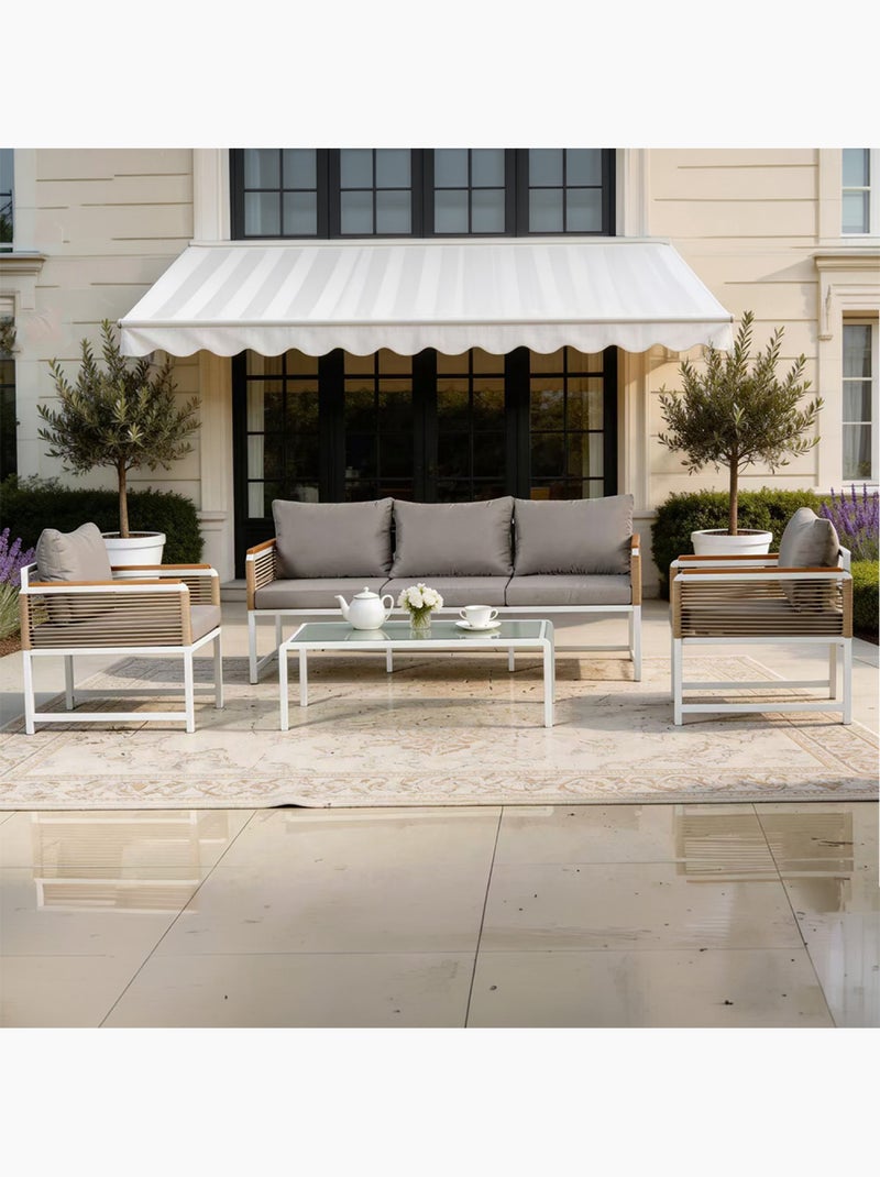SOLOMON Salon de jardin 5 places avec table basse gris clair Gris - Kiabi