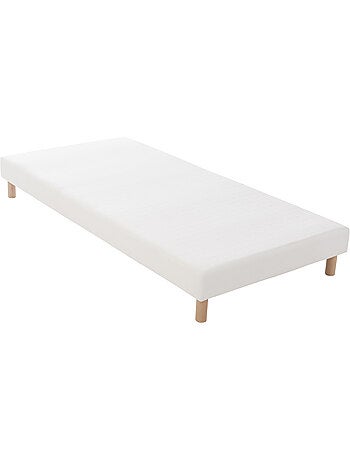 Sommier bois massif lattes passives tissu blanc 90 x 190