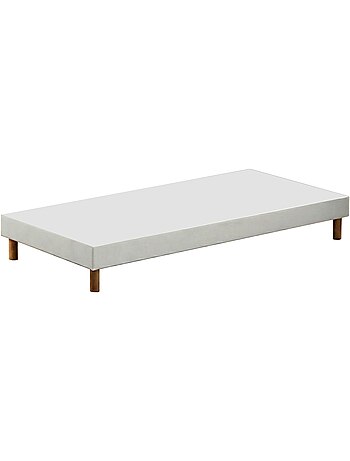 Sommier bois massif, lattes passives, tissu blanc