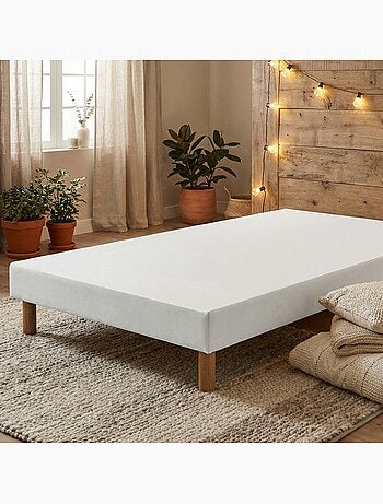Sommier bois massif, lattes passives, tissu blanc