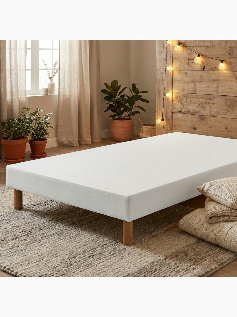 Sommier bois massif, lattes passives, tissu blanc Blanc - Kiabi