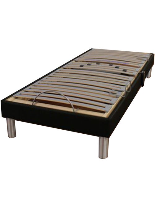 Sommier électrique relaxation tous lattes cadre tissu noir - Kiabi