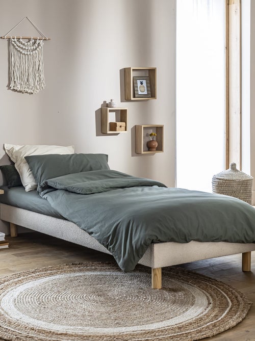 Sommier kit enfant en bois massif et tissu bouclette - Kiabi