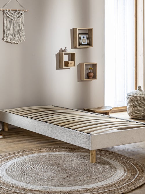 Sommier kit enfant en bois massif et tissu bouclette - Kiabi