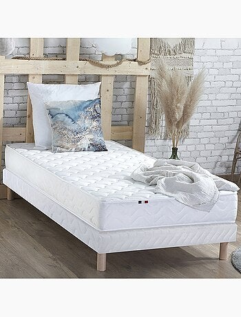 Sommier tapissier à lattes blanc Made in France Dimensions - 140 x 190 cm