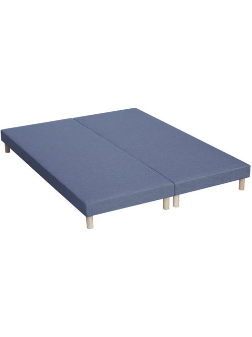 Sommier tapissier à lattes bleu denim made in France - 140 x 190 cm - Kiabi