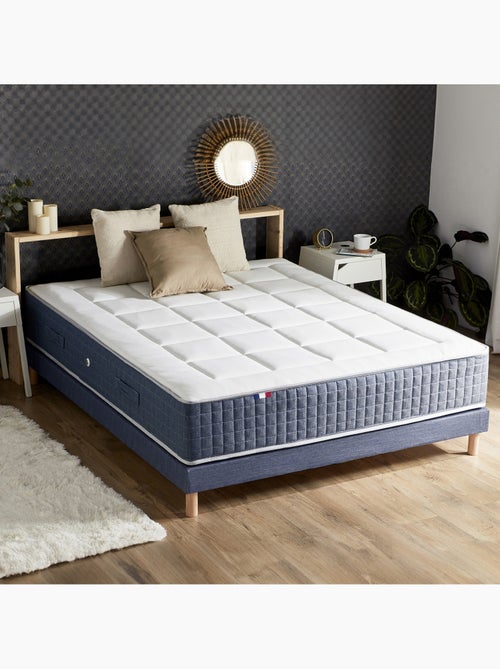 Sommier tapissier à lattes bleu denim made in France - 140 x 190 cm - Kiabi